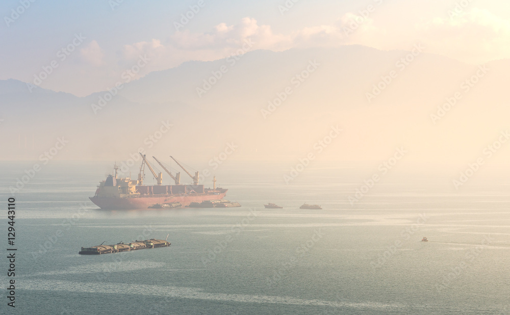 Naklejka premium logistics and transportation ship