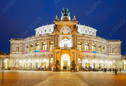 Opera house of Dresden at night, Germany