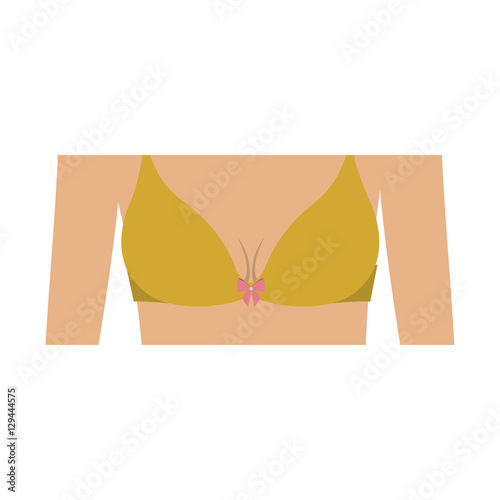 yellow brassier design icon with bow vector illustration photo
