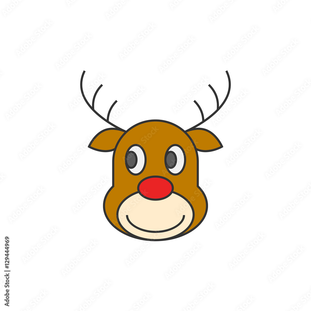 Reindeer Christmas flat line icon