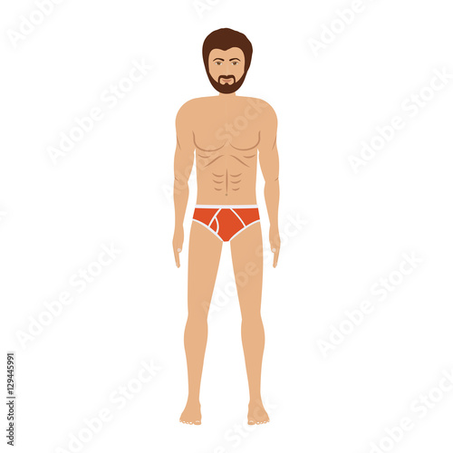 men with red swimming short vector illustration