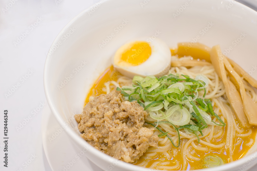 japan ramen noodle with boil egg and mince pork