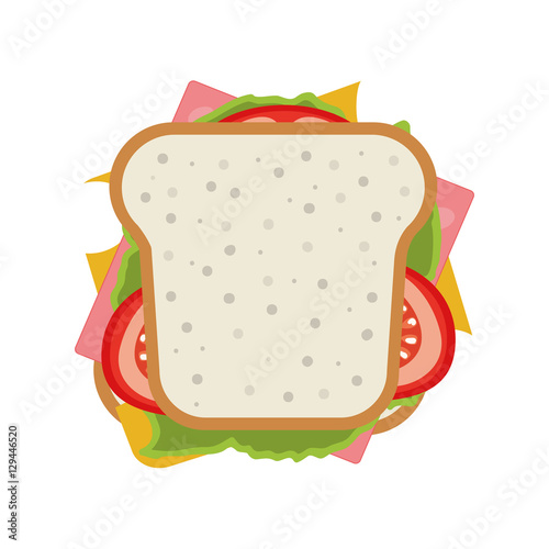 Ham and vegetable sandwich icon vector illustration