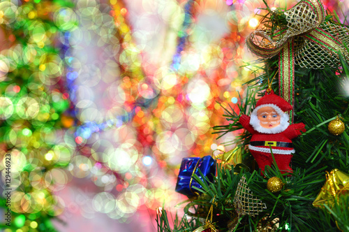 Christmas tree decoration with blur background