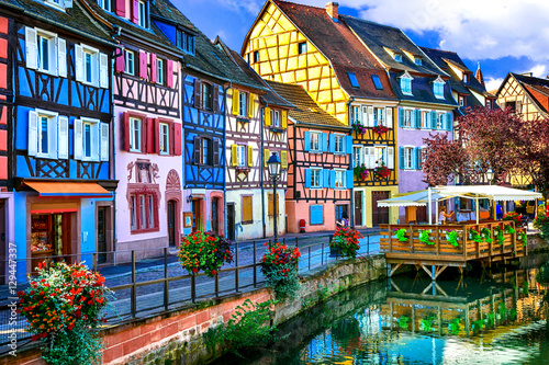 Fototapeta Naklejka Na Ścianę i Meble -  amazing beautiful places of France - colorful Colmar town in Alsace