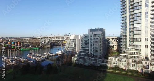 aerial hover granville bridge and modern condos photo