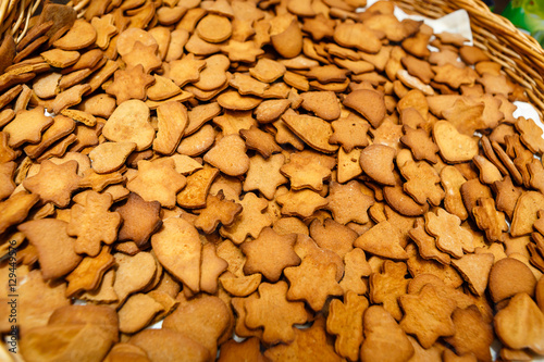 Homemade Traditional Ginger cookies of different shapes