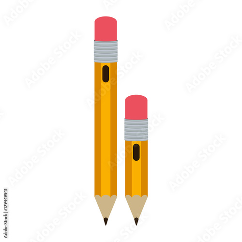 big and small design pencil with eraser vector illustration