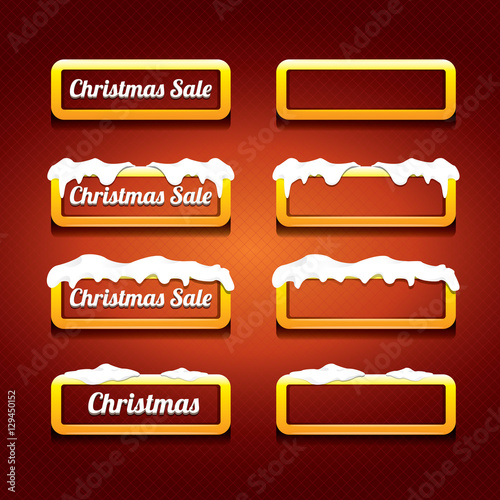 Christmas vector orange glossy buttons set