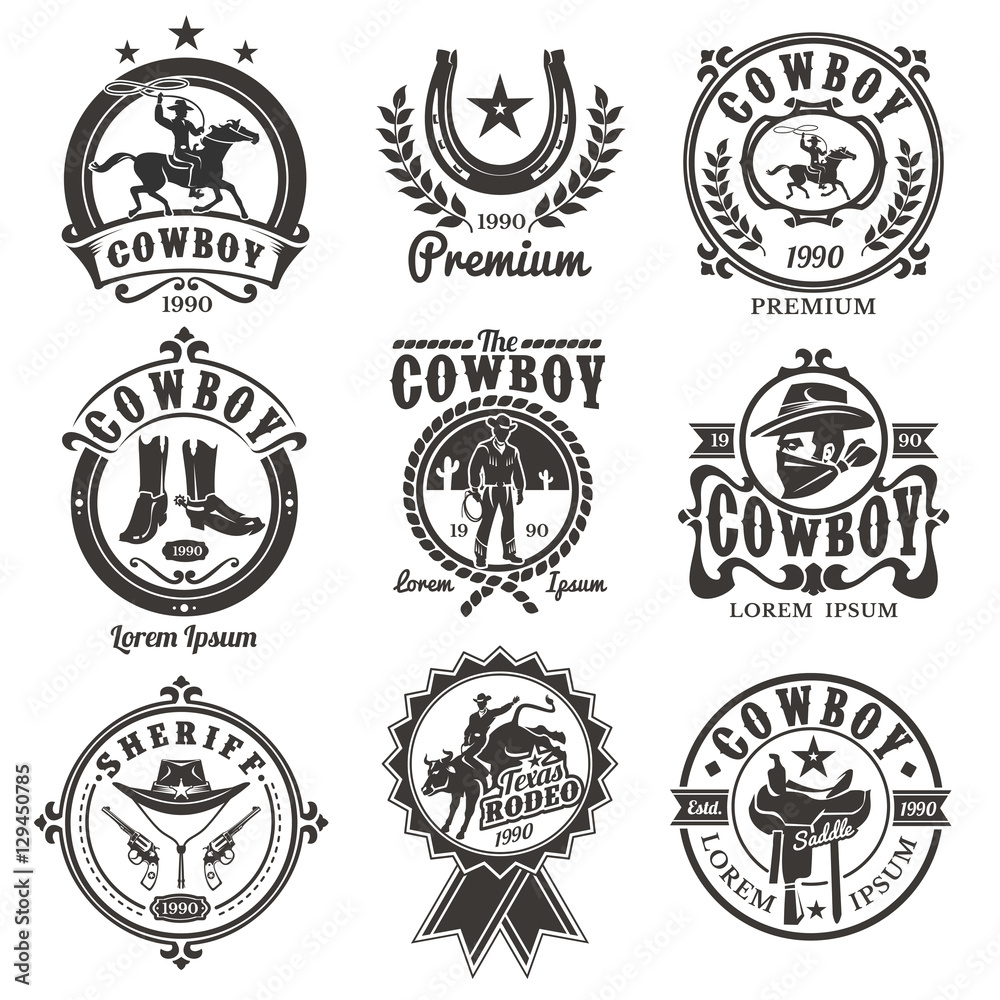 Set of vector rodeo logos Set of vector rodeo logos