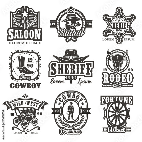 Set of vector wild west logos