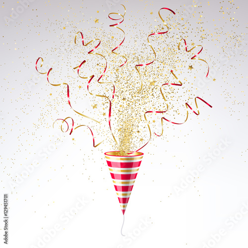 Festive Party Popper with Gold Confetti