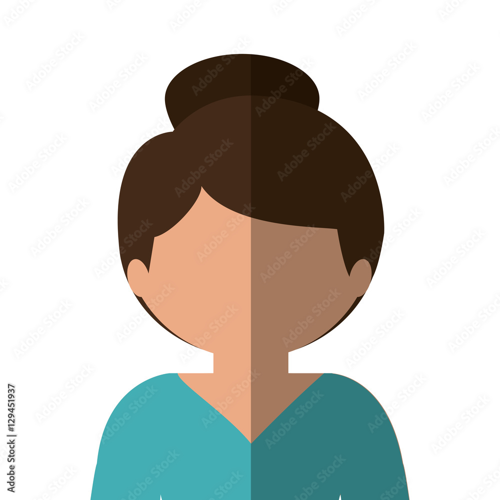 half body woman caucasian in gradient with collected hair vector illustration