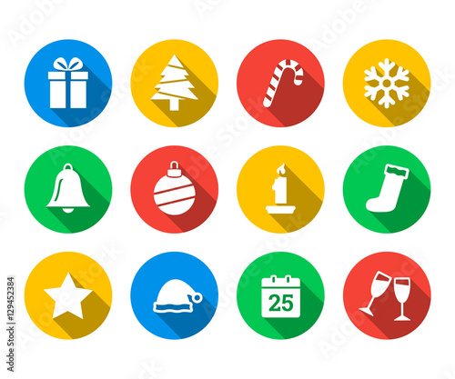 Flat icon set of Christmas