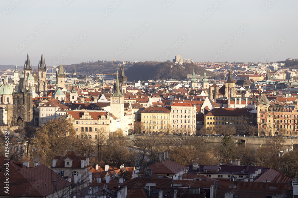 View on the autumn Prague City, Czech Republic
