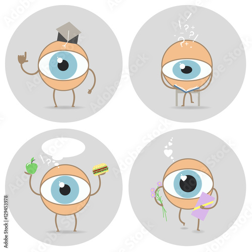 Eyes cartoon icon. Reads, scientist, love glance, food for the eyes. Vector