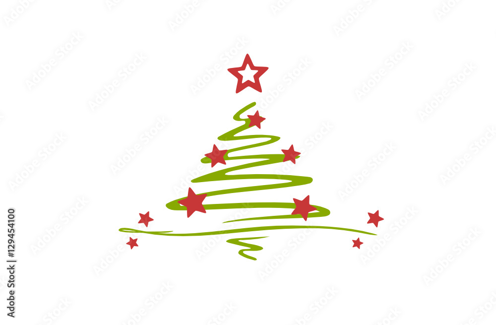 gezeichneter Weihnachtsbaum mit Schmuck Stock-Vektorgrafik | Adobe Stock
