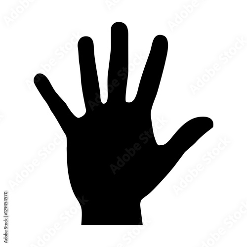 black silhouette hand open icon vector illustration