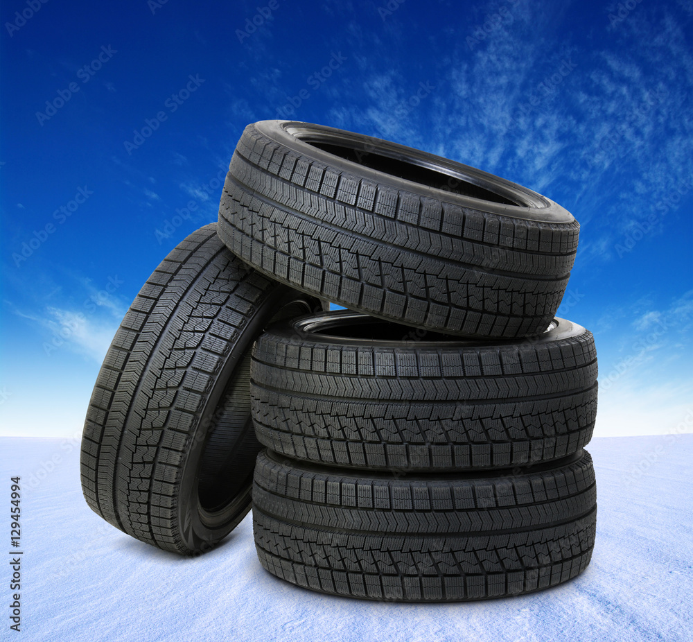  black tyres on snow