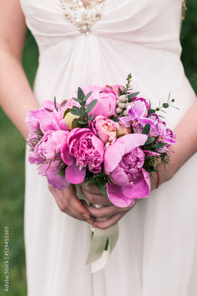Wedding Bouquet, Pink Peony, Orchid and David Austin Rose Wedding Bouquet, Pink Peony, Orchid and David Austin Rose