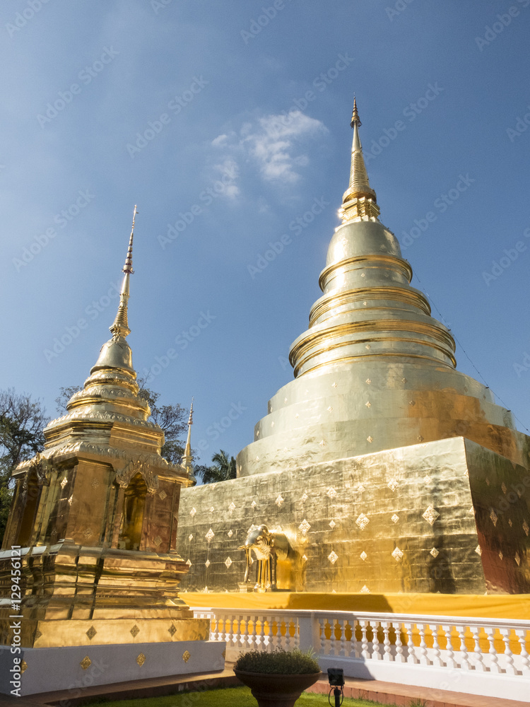 Fototapeta premium two pagonedas in Prasing temple ,Chiangmai ,Thailand