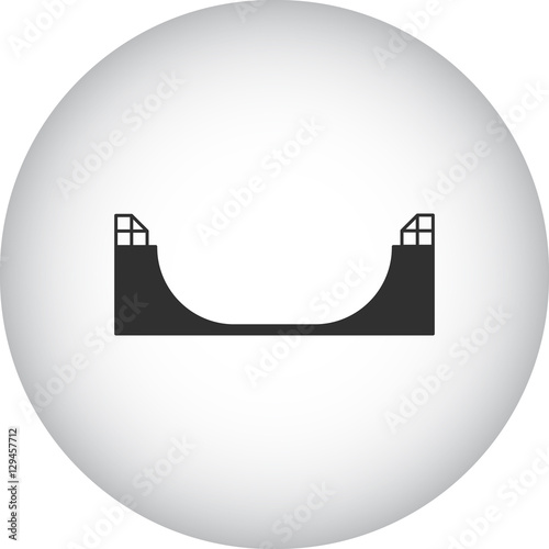 Skateboard half pipe symbol silhouette icon on background