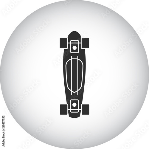 Skateboard longboard symbol silhouette icon on background