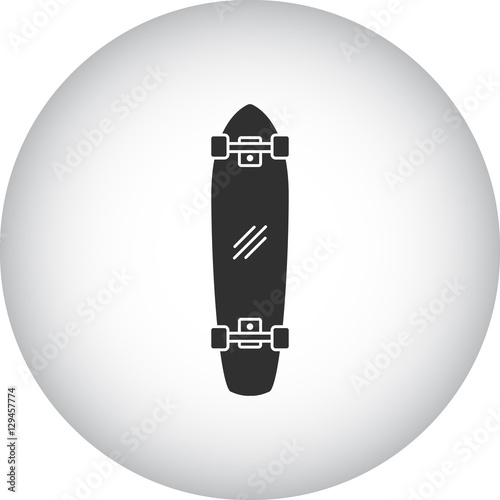 Skateboard longboard symbol silhouette icon on background