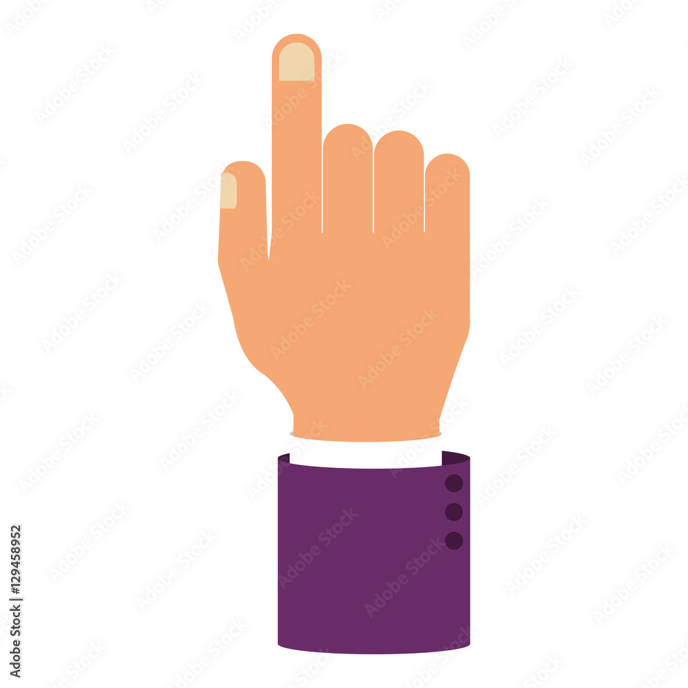 hand pointing with sleeve purple color vector illustration