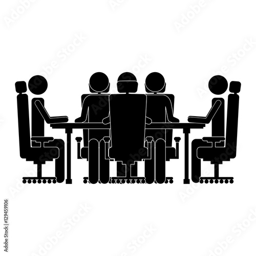 monochrome silhouette with executives in boardroom vector illustration