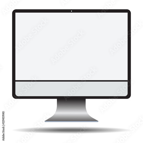 Vector modern computer monitor display with blank screen isolated on white background.