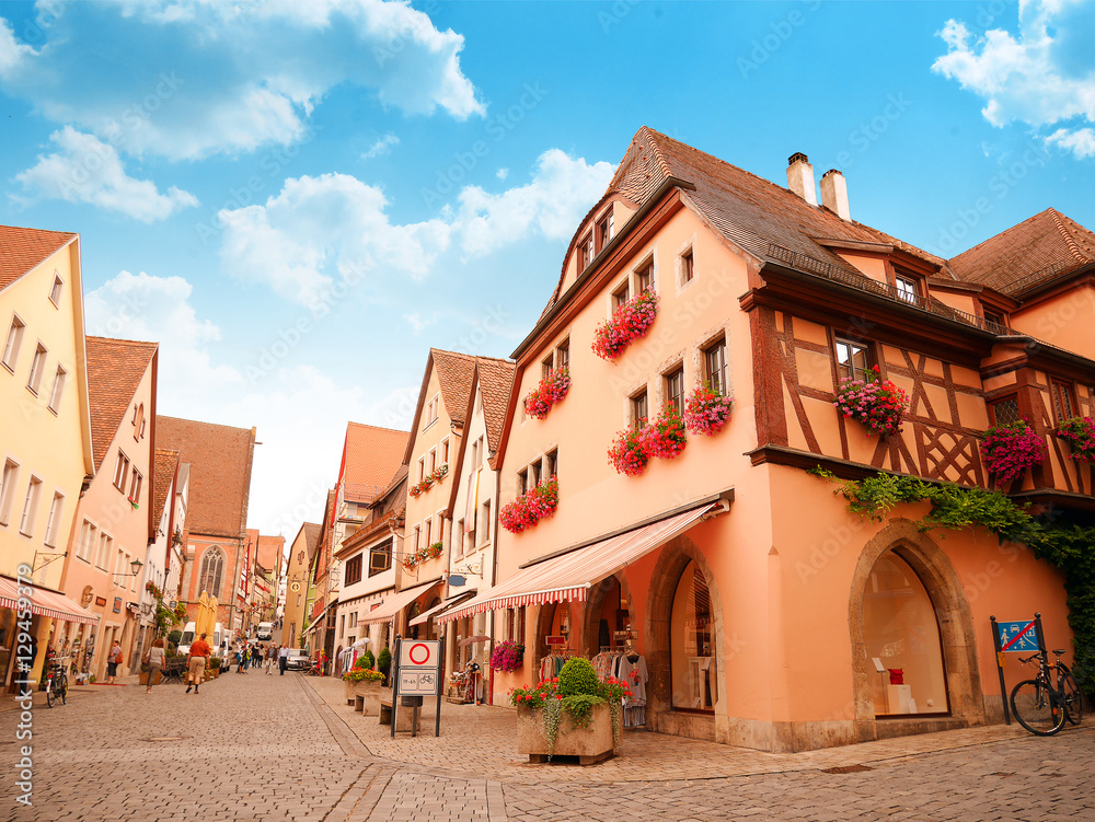 Fototapeta premium Street and buildings of Rothenburg Ob Der Tauber, Germany