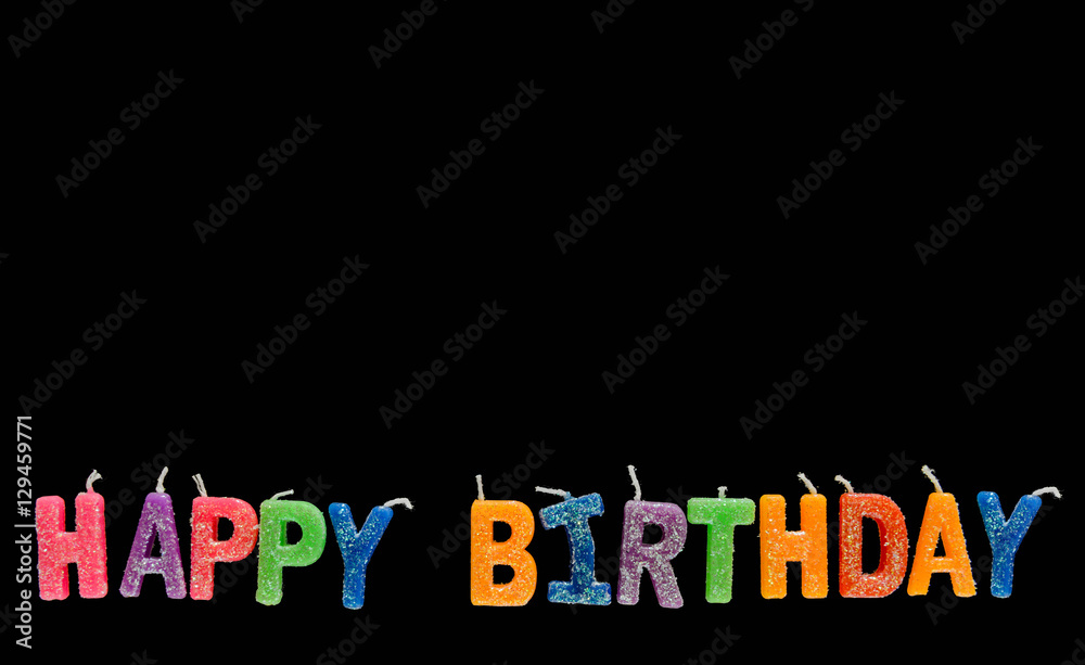 Colorful of happy birthday candle on the black screen