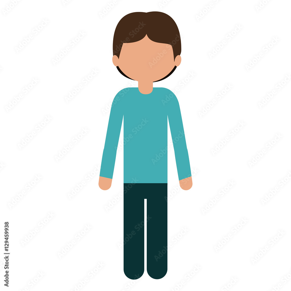 silhouette child with t-shirt long sleeve and pants without face vector illustration