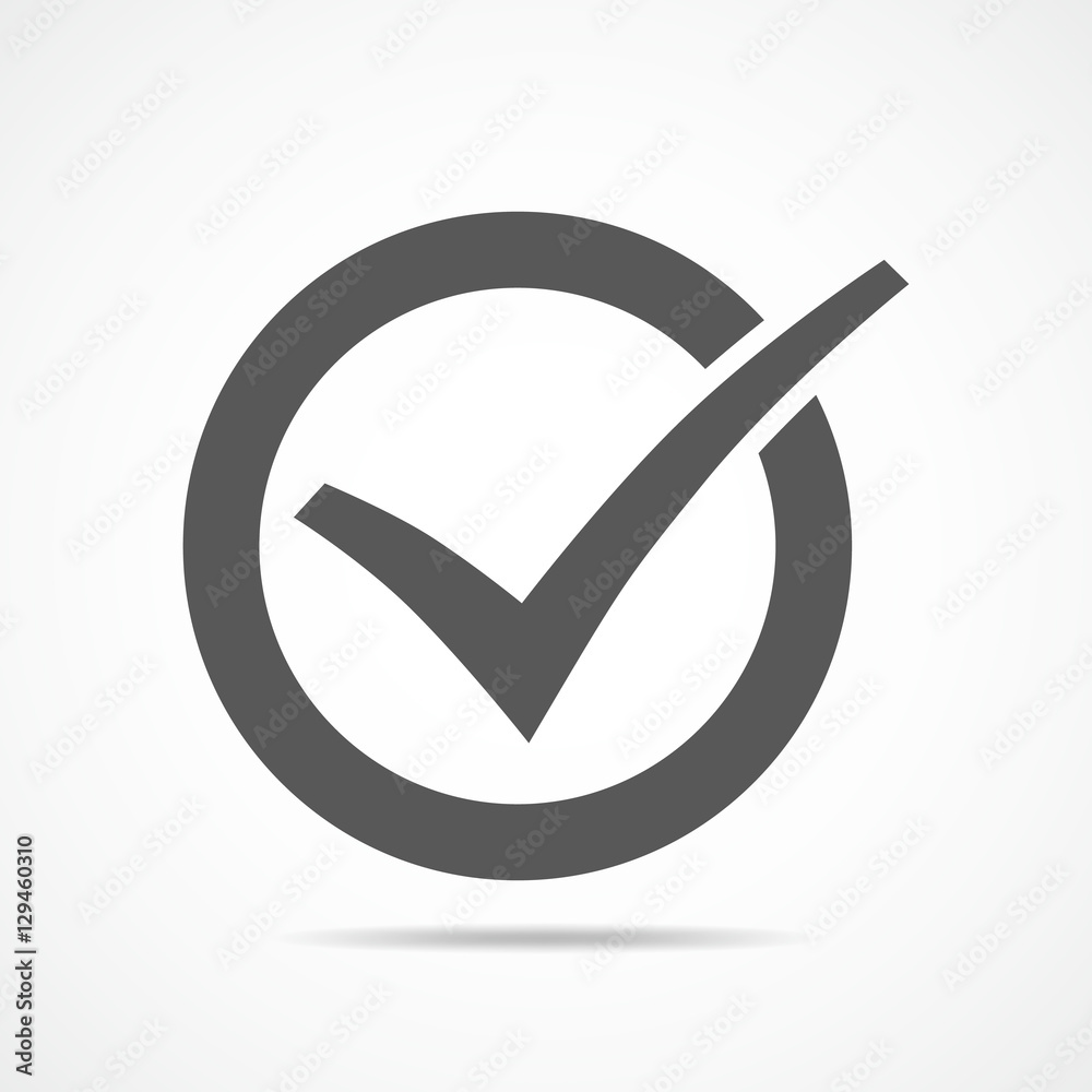 Gray check mark in the circle. Vector illustration. Gray check mark in the circle. Vector illustration.