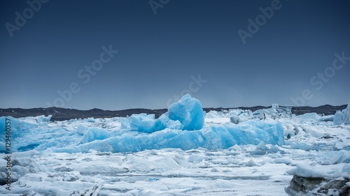 Blue icebergs closeup