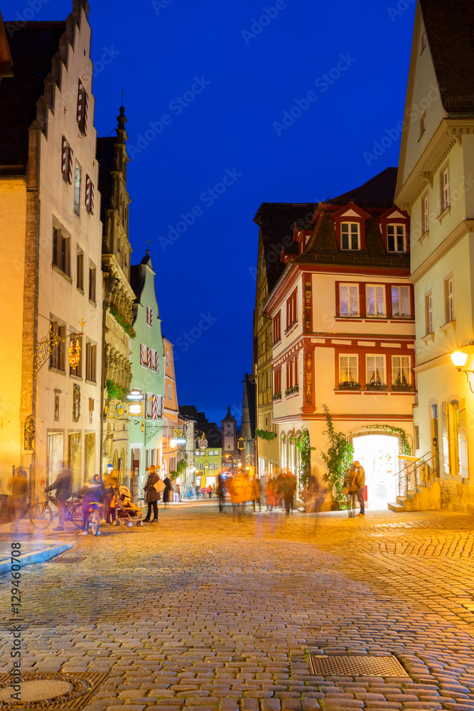 night street in Rothenburg ob der Tauber, Germany