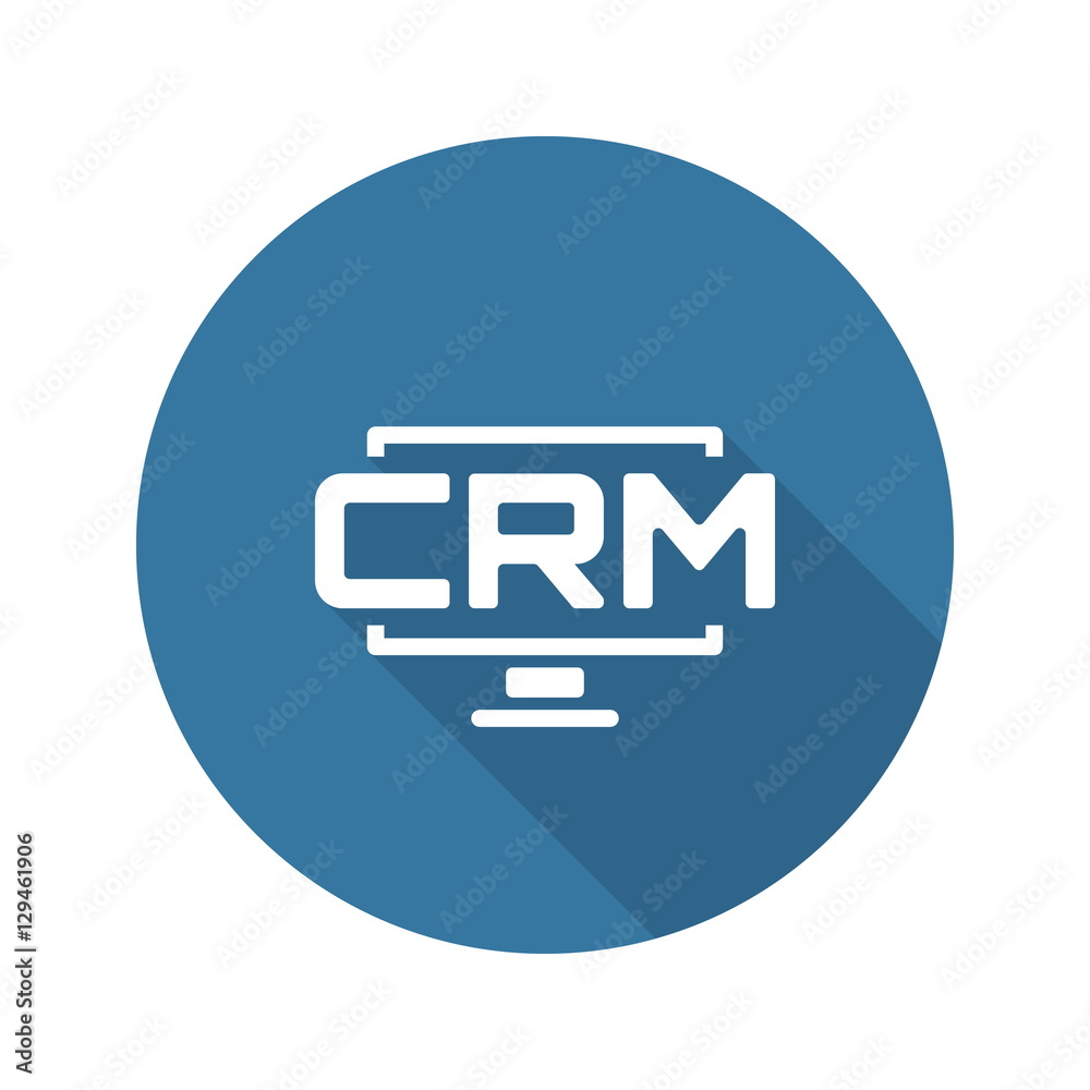Desktop CRM System Icon. Flat Design. Desktop CRM System Icon. Flat Design.