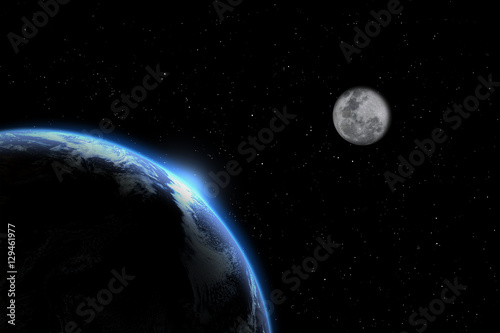 Fototapeta Naklejka Na Ścianę i Meble -  planet earth with moon Elements of this image furnished by NASA