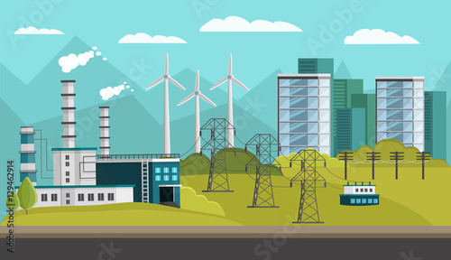 Fototapeta Naklejka Na Ścianę i Meble -  Power Generation Orthogonal Illustration