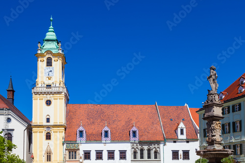 The Old Town Hall and the Roland Fountain in Bratislava, Slovakia