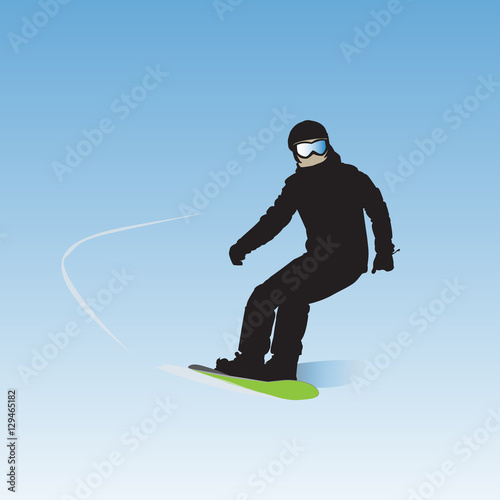 The snowboarder on descent