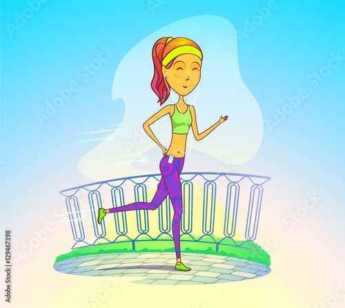 Jogging girl or running woman with music player