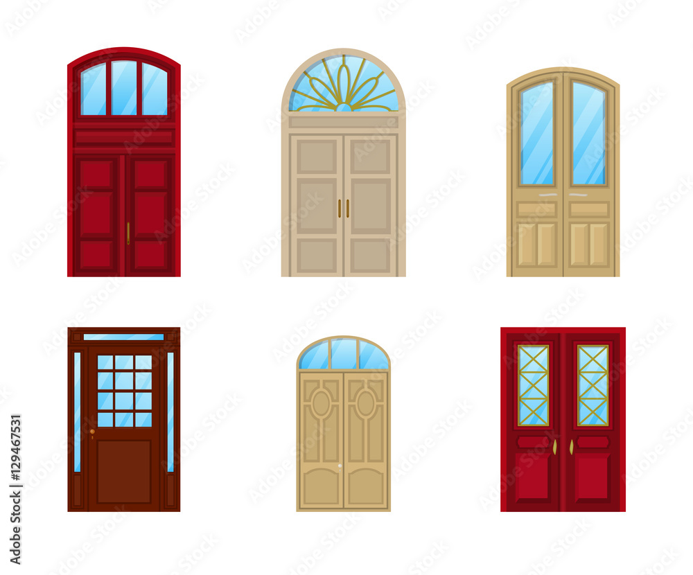 Obraz premium Room door set of icons, interior entrance design