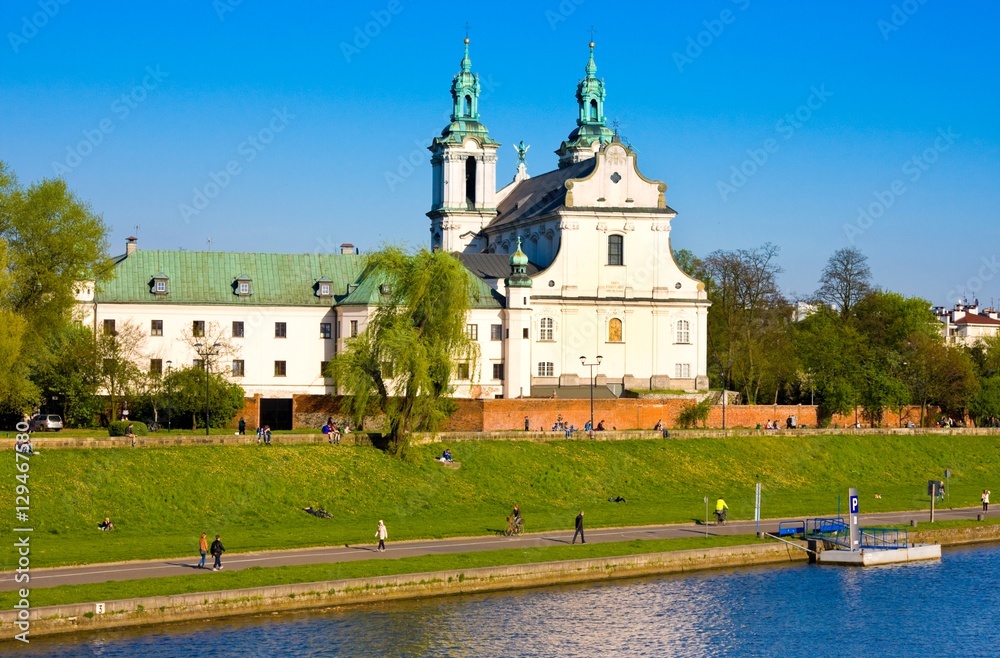 Vistula river and St. Stanislaus Church, Cracow, Poland