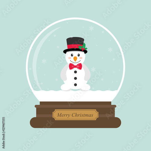 cartoon christmas snowglobe and cute snowman with tie