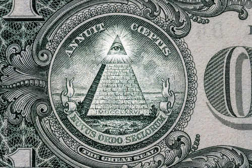 all-seeing eye. Masonic sign. Mason symbol. 1 one dollar.