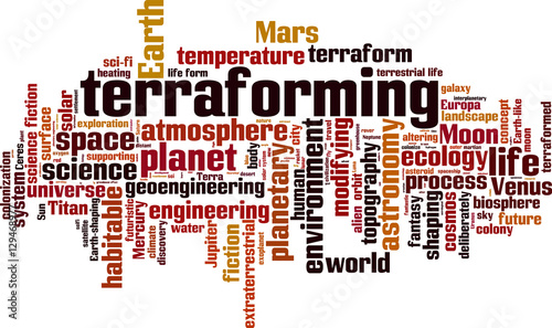 Terraforming word cloud concept. Vector illustration