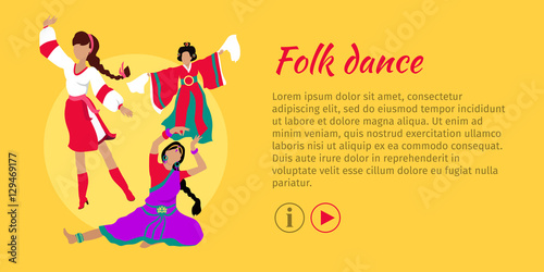 Folk Dance Conceptual Flat Style Vector Web Banner