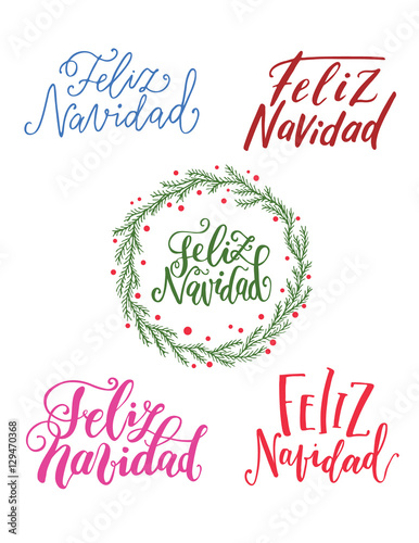 Merry Christmas Feliz Navidad Calligraphy Writing